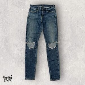 A Gold E Womens Distressed Skinny Jeans Size 27 Ripped Knees Stylish Denim Pants
